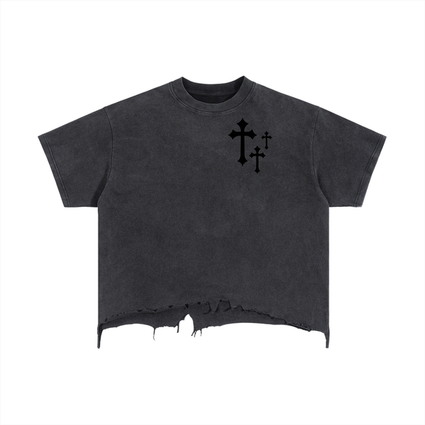 T-shirt coupe carrée, délavage et ourlet usé - Crosses