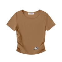 Crop top moulant froncé - Roses