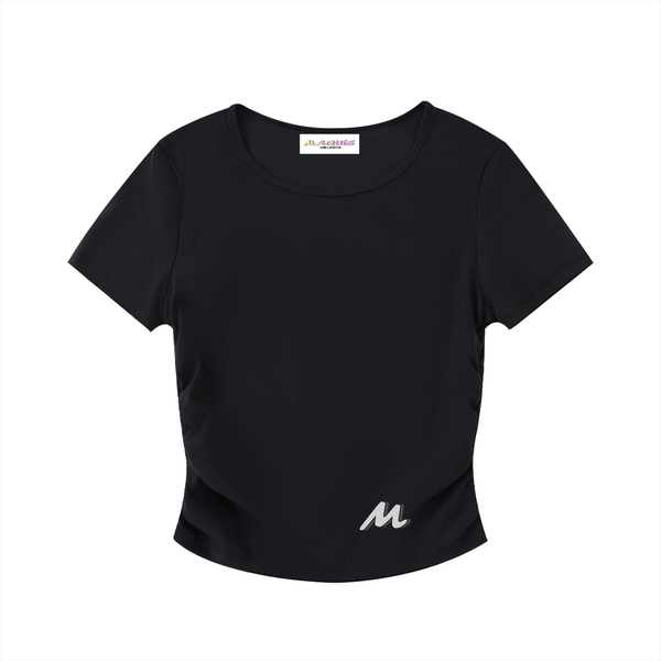Crop top moulant froncé - Roses