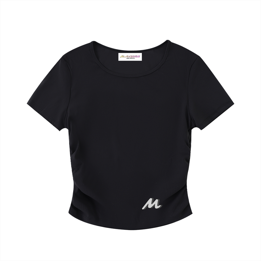 Crop top moulant froncé - Roses
