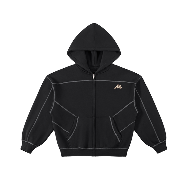 Sweat à capuche zippé en polaire, coupe carrée