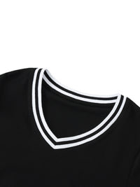 T-shirt court à col en V pour femme